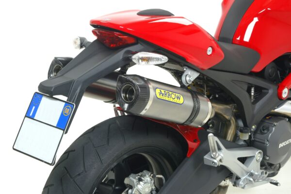 ARROW Aluminium Dark Thunder silencers (right and left) with carby end cap for Ducati Monster 1100 2009-2010