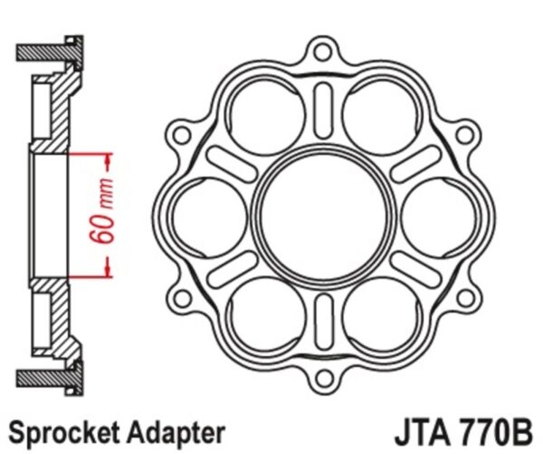 JT SPROCKETS Rear Sprocket Carrier - 6 Silentbloc Ducati Panigale/Monster (JTA770B)