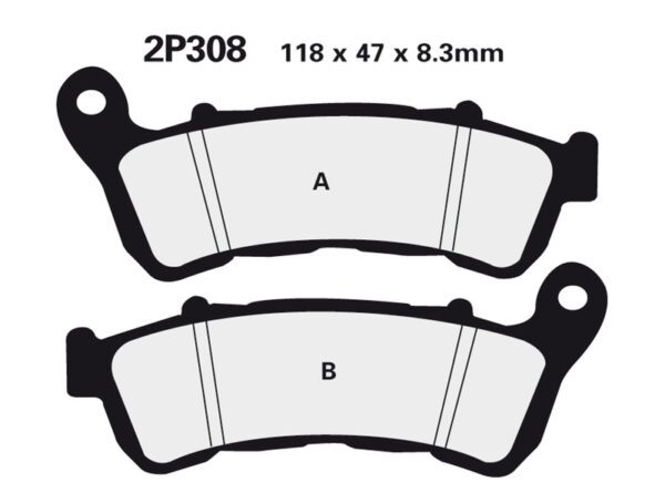 NISSIN Street Semi-Metallic Brake pads - 2P-308NS (2P-308NS)