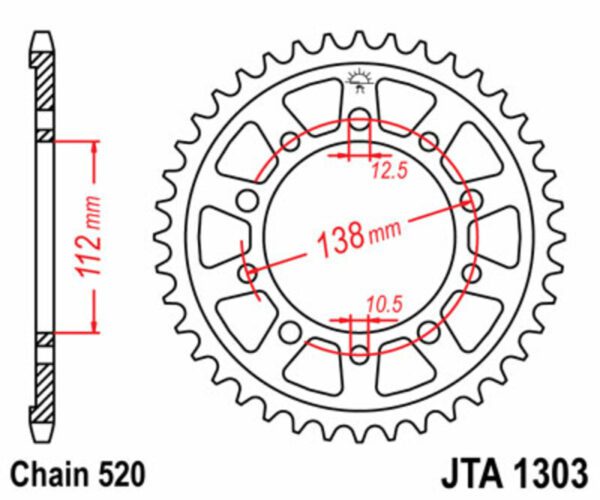 JT SPROCKETS Aluminium Ultra-Light Rear Sprocket 1303 - 520 (JTA1303.50)