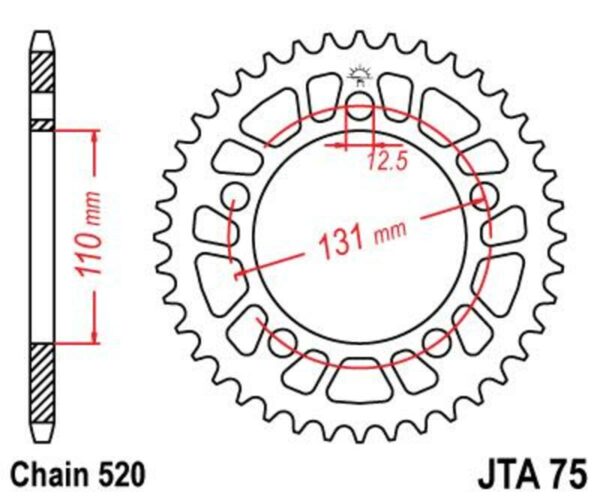 JT SPROCKETS Aluminium Ultra-Light Rear Sprocket 75 - 520 (JTA75.40)