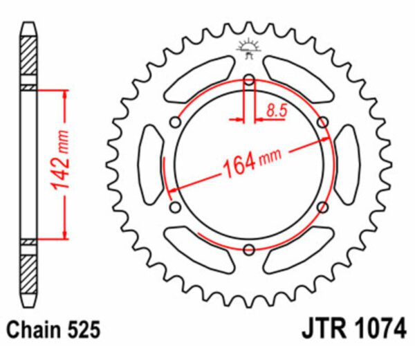 JT SPROCKETS Steel Standard Rear Sprocket 1074 - 525 (JTR1074.44)