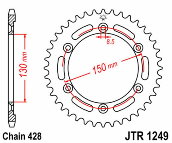 JT SPROCKETS Steel Standard Rear Sprocket 1249 - 428 (JTR1249.51)