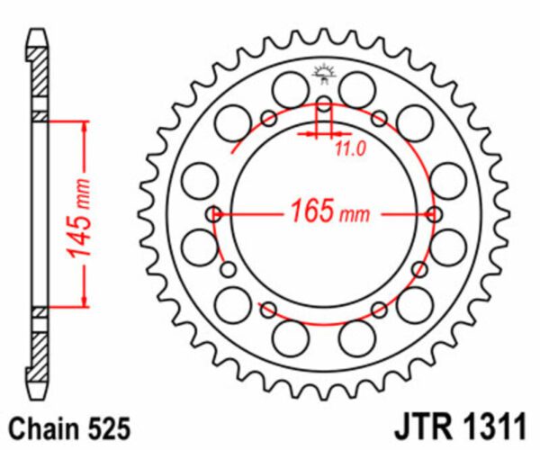 JT SPROCKETS Steel Standard Rear Sprocket 1311 - 525 (JTR1311.44)