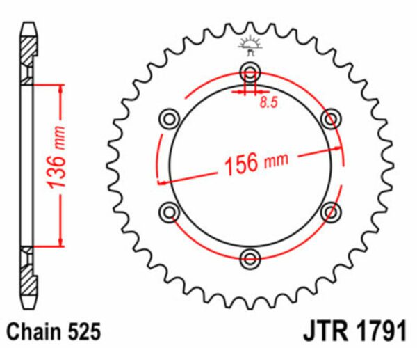 JT SPROCKETS Steel Standard Rear Sprocket 1791 - 525 (JTR1791.43)