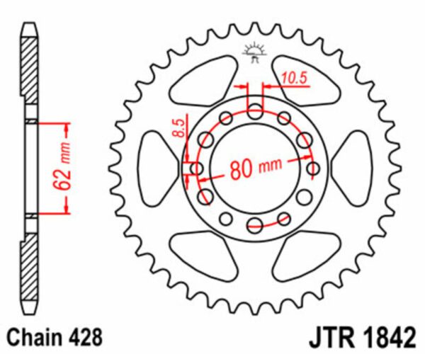 JT SPROCKETS Steel Standard Rear Sprocket 1842 - 428 (JTR1842.50)