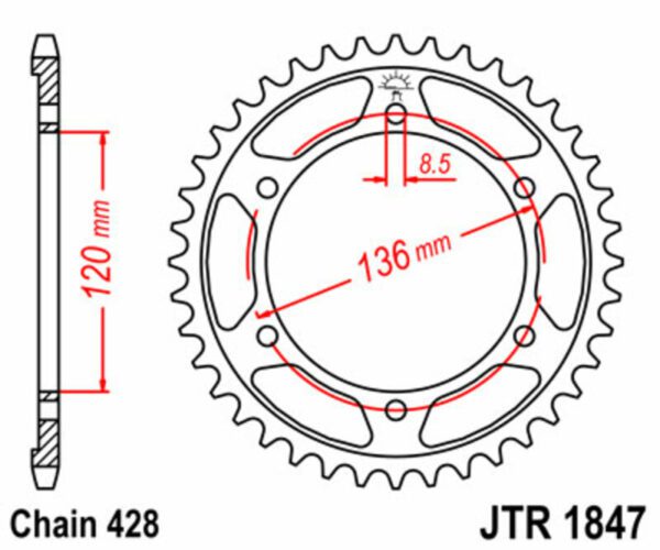 JT SPROCKETS Steel Standard Rear Sprocket 1847 - 428 (JTR1847.55)