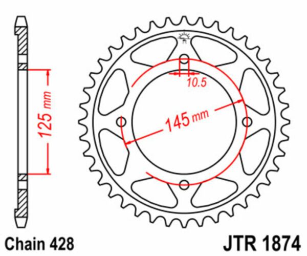 JT SPROCKETS Steel Standard Rear Sprocket 1874 - 428 (JTR1874.59)