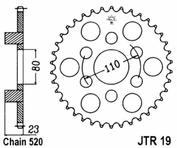 JT SPROCKETS Steel Standard Rear Sprocket 19 - 520 (JTR19.38)
