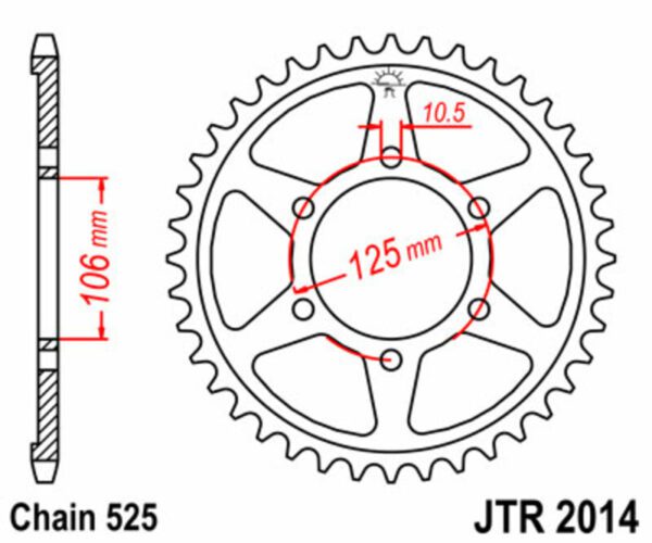 JT SPROCKETS Steel Standard Rear Sprocket 2014 - 525 (JTR2014.47)