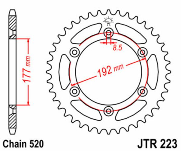 JT SPROCKETS Steel Standard Rear Sprocket 223 - 520 (JTR223.53)