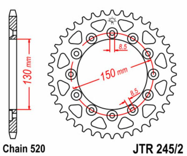 JT SPROCKETS Steel Standard Rear Sprocket 245/2 - 520 (JTR245/2.53)