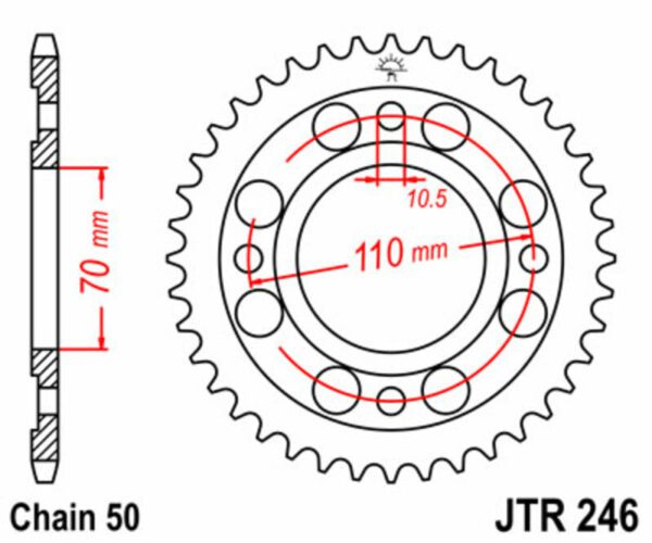 JT SPROCKETS Steel Standard Rear Sprocket 246 - 530 (JTR246.41)