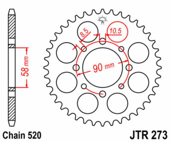 JT SPROCKETS Steel Standard Rear Sprocket 273 - 520 (JTR273.45)