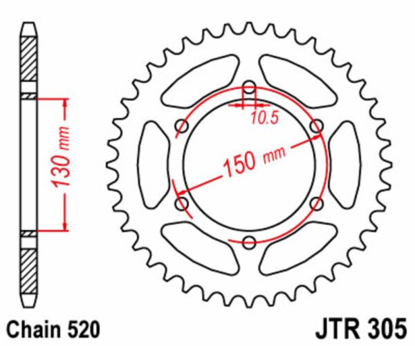 JT SPROCKETS Steel Standard Rear Sprocket 305 - 520 (JTR305.46)
