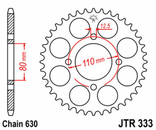 JT SPROCKETS Steel Standard Rear Sprocket 333 - 630 (JTR333.41)