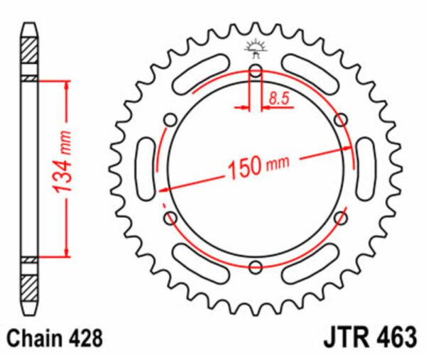 JT SPROCKETS Steel Standard Rear Sprocket 463 - 428 (JTR463.48)