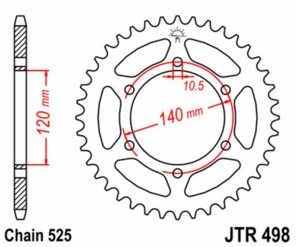 JT SPROCKETS Steel Standard Rear Sprocket 498 - 525 (JTR498.44)