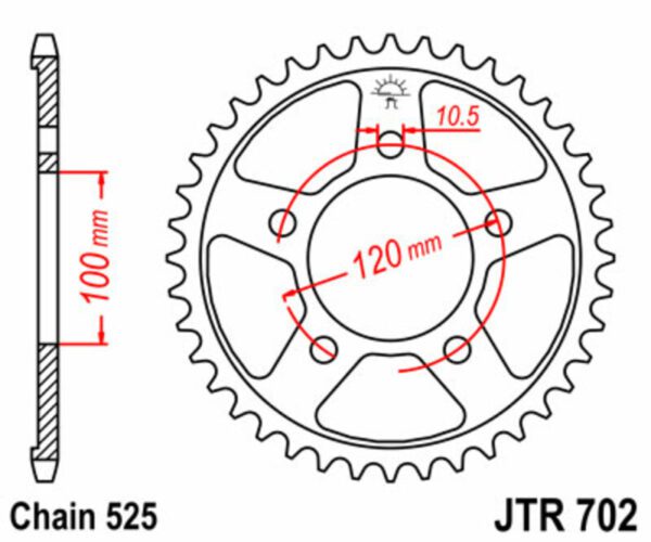 JT SPROCKETS Steel Standard Rear Sprocket 702 - 525 (JTR702.42)