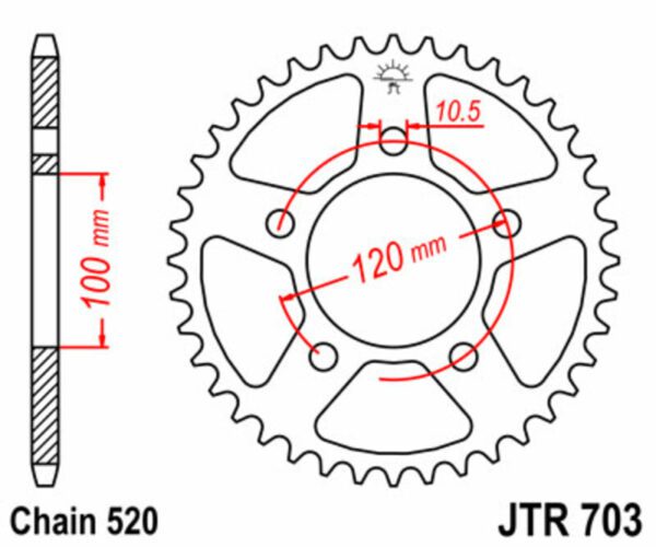 JT SPROCKETS Steel Standard Rear Sprocket 703 - 520 (JTR703.44)