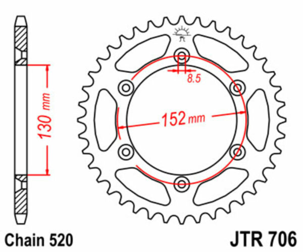 JT SPROCKETS Steel Standard Rear Sprocket 706 - 520 (JTR706.46)