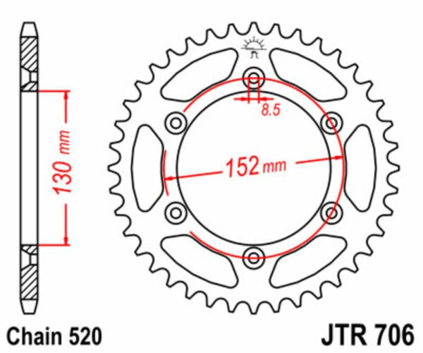 JT SPROCKETS Steel Standard Rear Sprocket 706 - 520 (JTR706.48)
