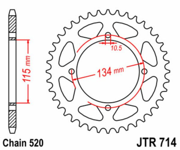 JT SPROCKETS Steel Standard Rear Sprocket 714 - 520 (JTR714.50)