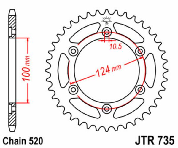 JT SPROCKETS Steel Standard Rear Sprocket 735 - 520 (JTR735.45)