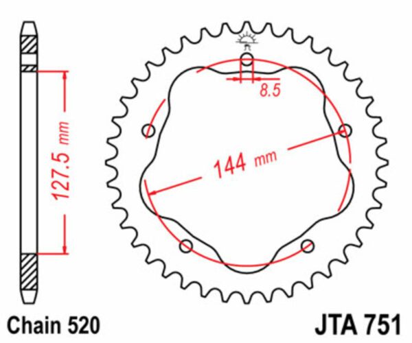 JT SPROCKETS Steel Ultra-Light Rear Sprocket 751 - 520 (JTR751.42)