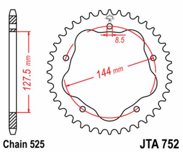 JT SPROCKETS Aluminium Rear Sprocket 752 - 525 (JTR752.42)