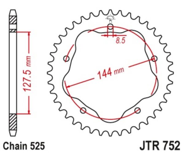 JT SPROCKETS Steel Standard Rear Sprocket 752 - 525 (JTR752.43)