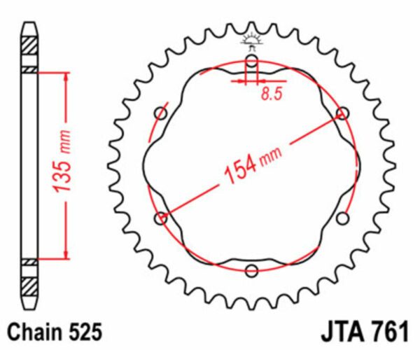 JT SPROCKETS Aluminium Rear Sprocket 761 - 525 (JTR761.39)