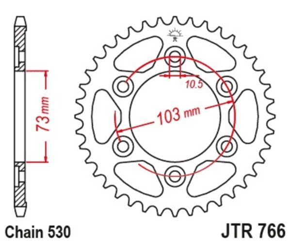 JT SPROCKETS Steel Standard Rear Sprocket 766 - 530 (JTR766.43)