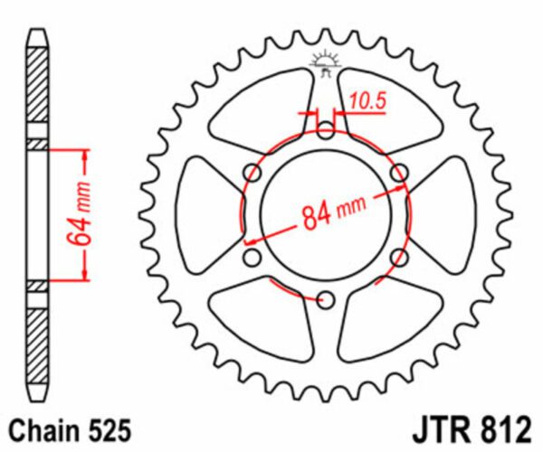 JT SPROCKETS Steel Standard Rear Sprocket 812 - 525 (JTR812.41)