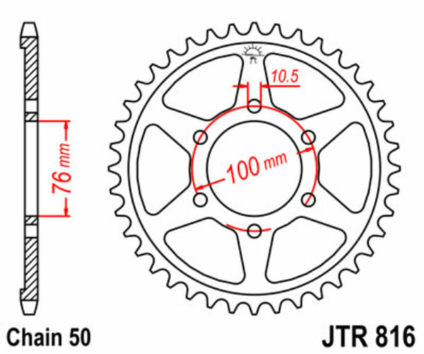 JT SPROCKETS Steel Standard Rear Sprocket 816 - 530 (JTR816.52)