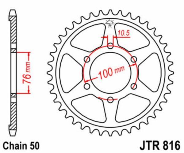 JT SPROCKETS Steel Standard Rear Sprocket 816 - 530 (JTR816.40)