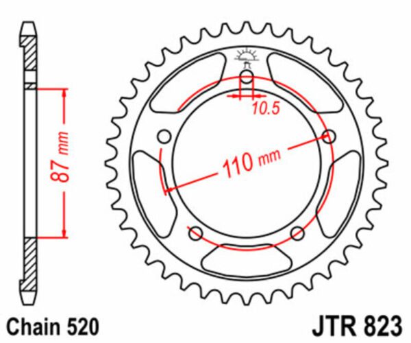 JT SPROCKETS Steel Standard Rear Sprocket 823 - 520 (JTR823.46)