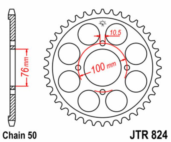 JT SPROCKETS Steel Standard Rear Sprocket 824 - 530 (JTR824.40)
