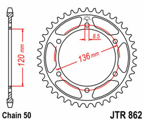 JT SPROCKETS Steel Standard Rear Sprocket 862 - 530 (JTR862.38)