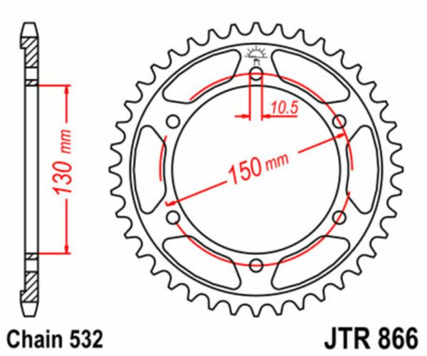 JT SPROCKETS Steel Standard Rear Sprocket 866 - 532 (JTR866.46)