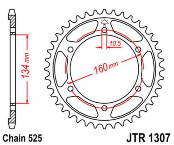 JT SPROCKETS Steel Standard Rear Sprocket 1307 - 525 (JTR1307.45)