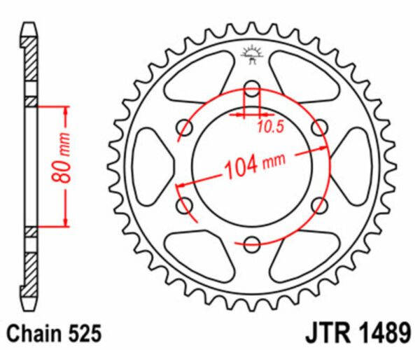 JT SPROCKETS Steel Standard Rear Sprocket 1489 - 525 (JTR1489.42)