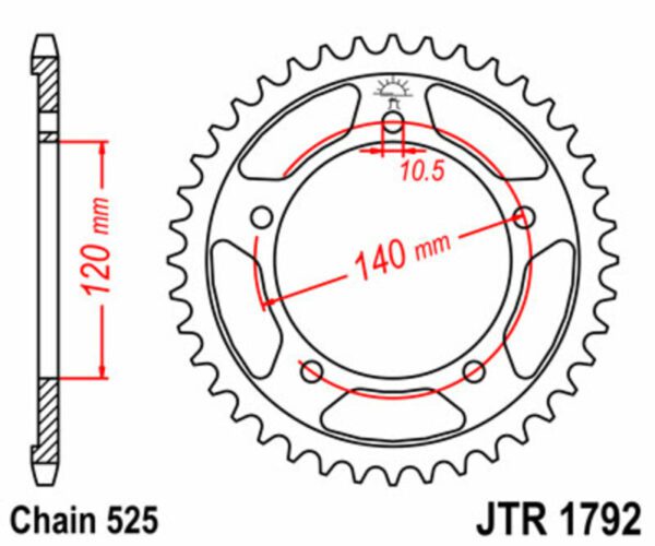 JT SPROCKETS Steel Standard Rear Sprocket 1792 - 525 (JTR1792.47)