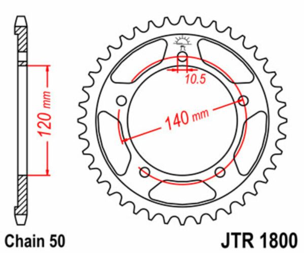 JT SPROCKETS Steel Standard Rear Sprocket 1800 - 530 (JTR1800.45)