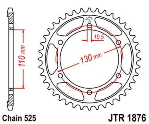 JT SPROCKETS Steel Standard Rear Sprocket 1876 - 525 (JTR1876.43)