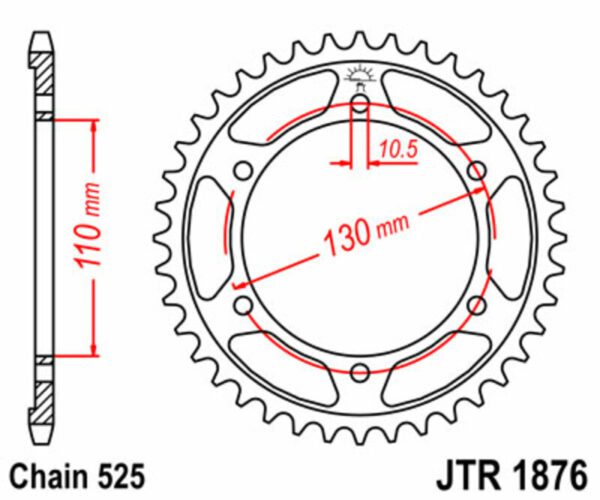 JT SPROCKETS Steel Standard Rear Sprocket 1876 - 525 (JTR1876.45)