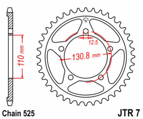 JT SPROCKETS Steel Standard Rear Sprocket 7 - 525 (JTR7.44)