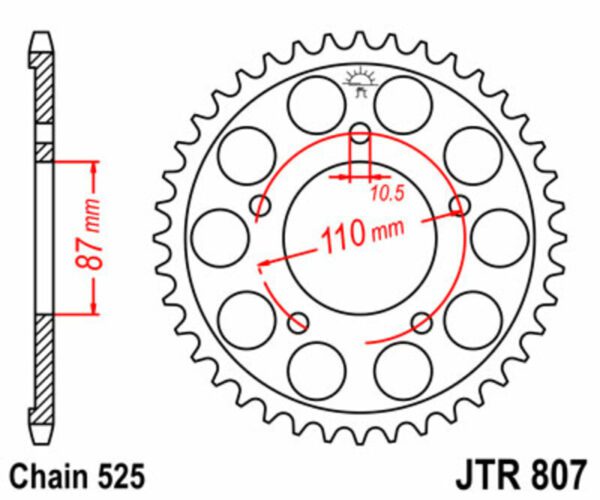 JT SPROCKETS Steel Standard Rear Sprocket 807 - 525 (JTR807.44)