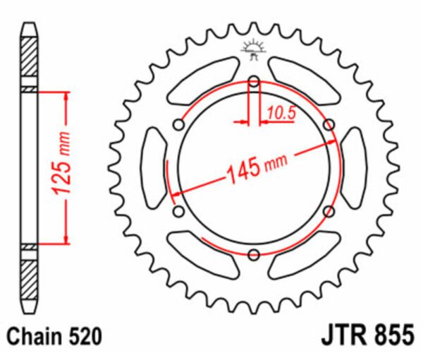 JT SPROCKETS Steel Standard Rear Sprocket 855 - 520 (JTR855.48)