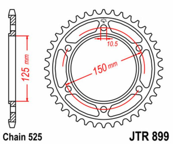 JT SPROCKETS Steel Standard Rear Sprocket 899 - 525 (JTR899.42)